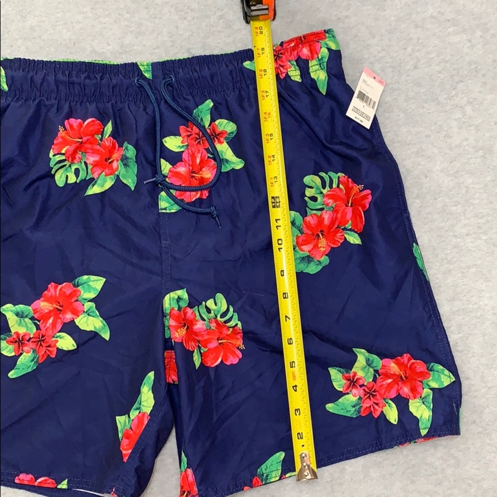 Men’s Hibiscus Swim Trunks Estate Blue - Picture 9 of 10